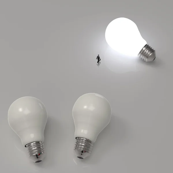 Businessman walking to growing lightbulb 3d idea diagram as succ — Stock Photo, Image