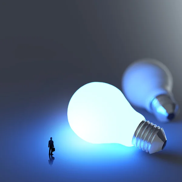 Businessman walking to growing  lightbulb 3d idea diagram as suc — Stock Photo, Image