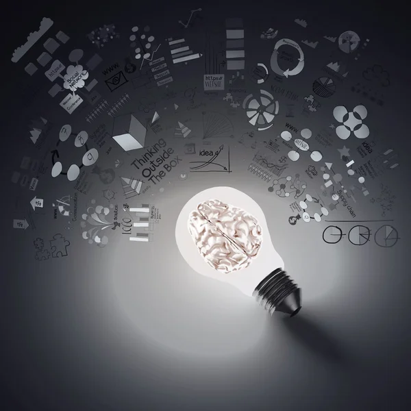 Glödlampa och ritning affärsstrategi som begrepp — Stockfoto
