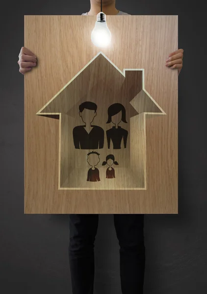 Hand draw family and house as insurance concept — Stock Photo, Image