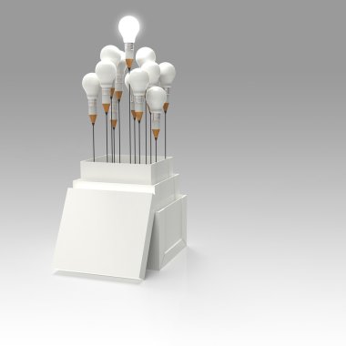 kalem ampul 3d olarak kavram olarak kutunun dışında düşünmek 