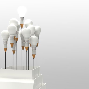 kalem ampul 3d olarak kavram olarak kutunun dışında düşünmek 