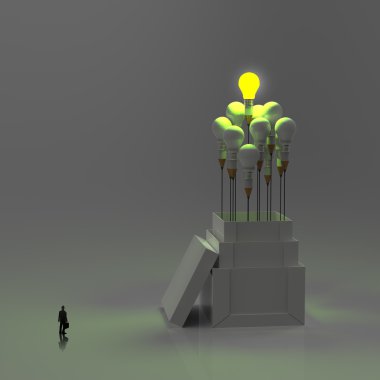 işadamı kalem ampul seyir 3d olarak dışında düşünün 