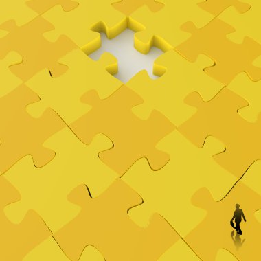 kavram olarak 3D bulmaca parçası eksik yürüme işadamı 