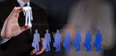 insan kaynakları kavramı olarak işadamı el seçimi kişi simgesi
