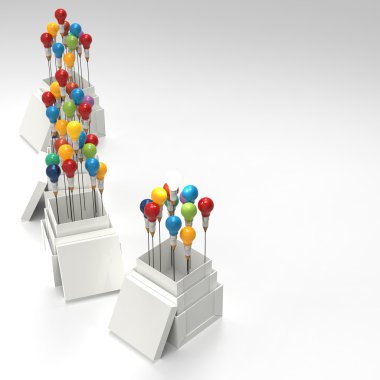 kalem ampul 3d olarak düşünmek dışındaki kutusu ve liderlik 