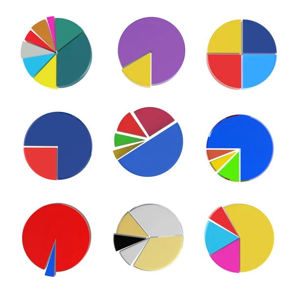 Aantal verschillende cirkeldiagram op geïsoleerde achtergrond — Stockfoto