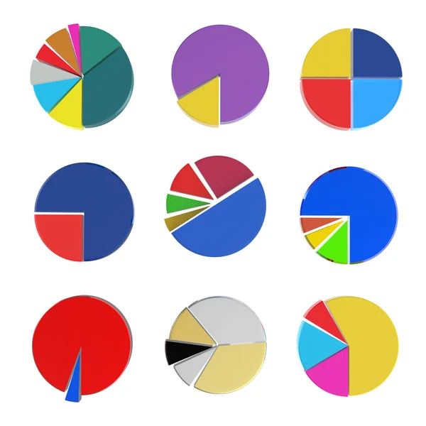 Ensemble de différents diagrammes à secteurs sur fond isolé — Photo