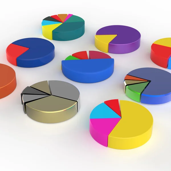 Satz verschiedener Tortendiagramme auf isoliertem Hintergrund — Stockfoto