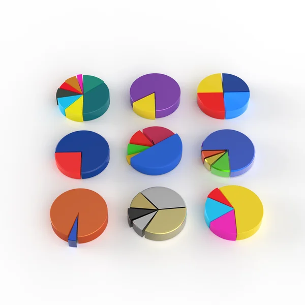 Aantal verschillende 3D-cirkeldiagram — Stockfoto