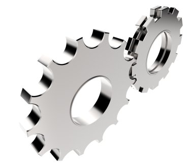 3D çark dişi dişli beyaz zemin üzerine 