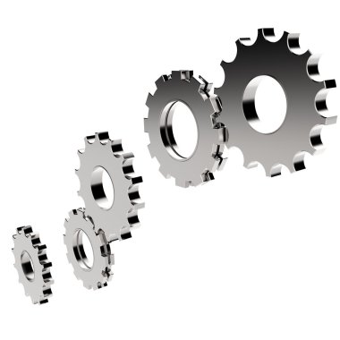 3D çark dişi dişli beyaz zemin üzerine 