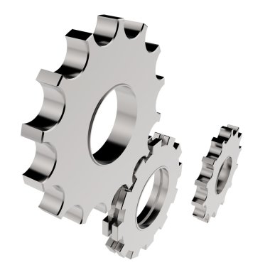 3D çark dişi dişli beyaz zemin üzerine 