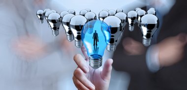 el ulaşmak liderlik kavramının 3d ampul 