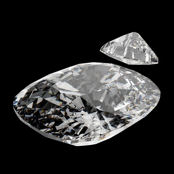 3d Oval cut diamond, isolated on dark background — Stock Photo, Image