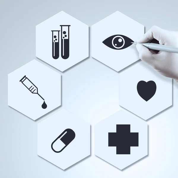 Medicine doctor hand drawing icons as medical concept