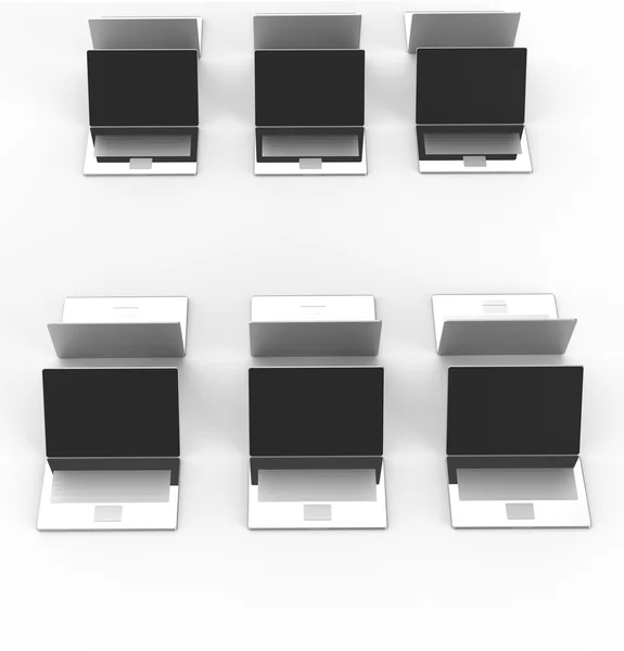 Vista superior de la computadora de red 3d como concepto —  Fotos de Stock