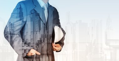 işletme mühendisi ve soyut şehir çift pozlama 