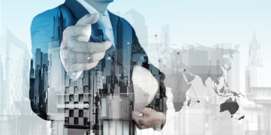 işletme mühendisi ve soyut Kent'i concep çift pozlama