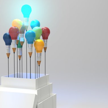 kalem ampul 3d olarak düşünmek dışındaki kutusu ve liderlik 