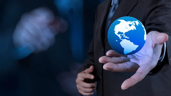 3d earth globe in his hand as concept — Stock Photo, Image