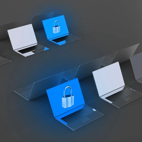 Laptop computer with padlock as Internet security online busines — Stock Photo, Image