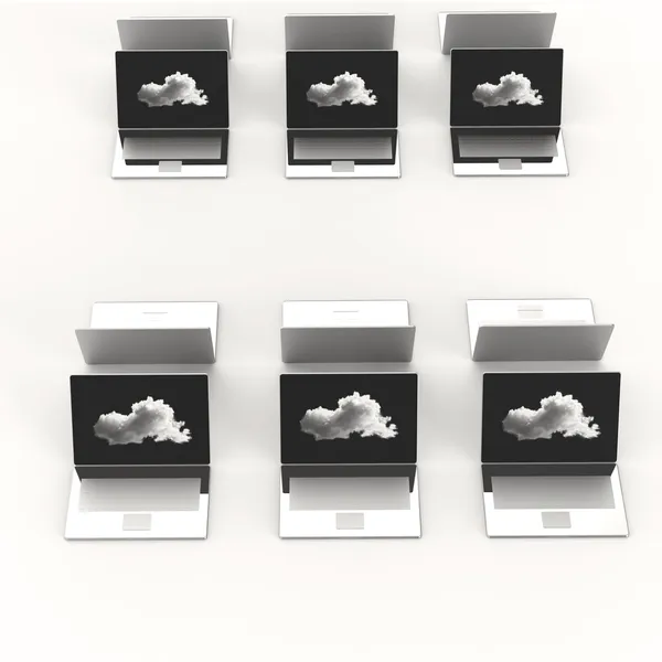 Cloud Computing 3d signe sur ordinateur portable comme concept — Photo