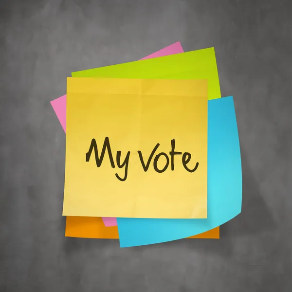 "my vote "text on sticky note paper — стоковое фото