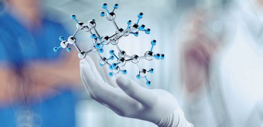 bilim adamı doktor el sanal moleküler yapısı l içinde tutar.