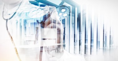 Çift pozlama görüntü soyut hastane Kent'i tıbbi conce