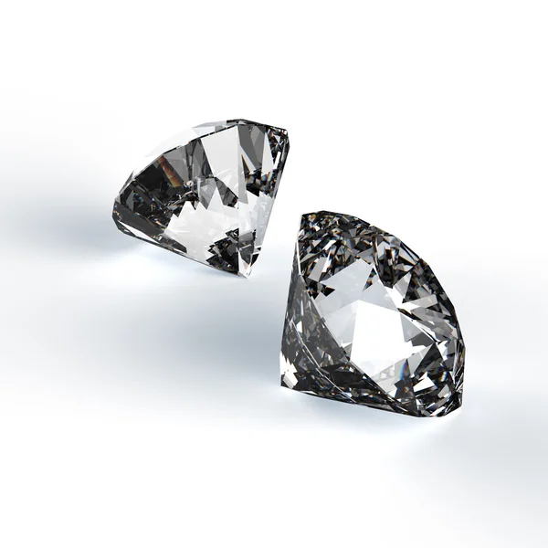 Diamantes aislados en el modelo blanco 3d — Foto de Stock