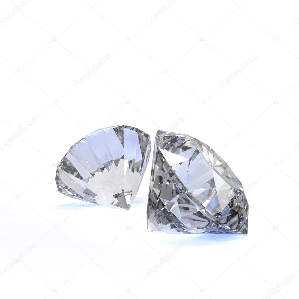 Diamonds isolated on white 3d model 