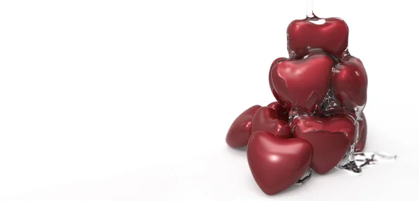 Maken Kristalheldere Siroop Lekken Smelten Chocolade Hart Vorm Symbool Witte — Stockfoto