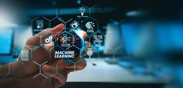 Diagrama Tecnología Aprendizaje Automático Con Inteligencia Artificial Red Neuronal Automatización — Foto de Stock