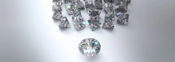 Diamants Isolés Illustration Rendu Diamant Taillé Rond Sur Fond Blanc — Photo