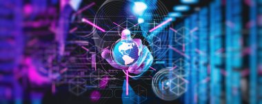 Metaverse dijital siber dünya teknolojisi konsepti iş adamı ekibiyle sanal dijital kontrol paneli arayüzü üzerinde çalışırken sanal dünya ile sanal dünya ile ikon yenilik teknolojisi gelecekte üst üste binecek..