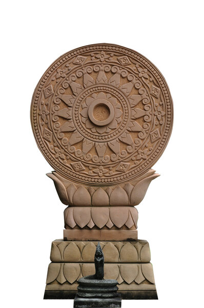 The Wheel of the Law- Tham-ma-jak isolated on white background