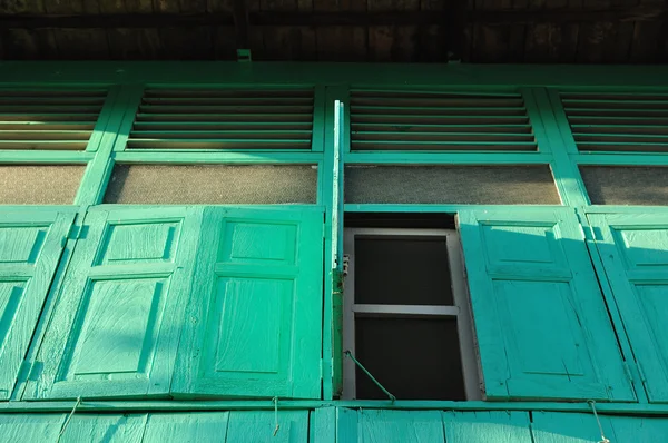 Green opened windows — Stock Photo, Image