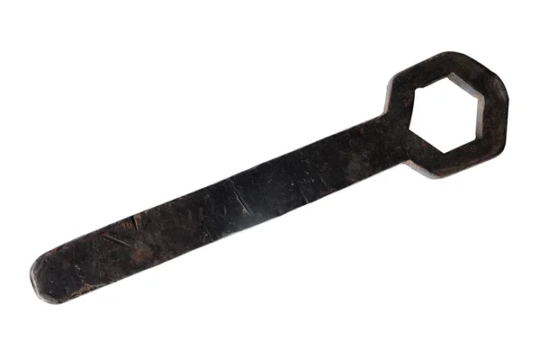 Old used wrench isolated on white background — Stock Photo, Image