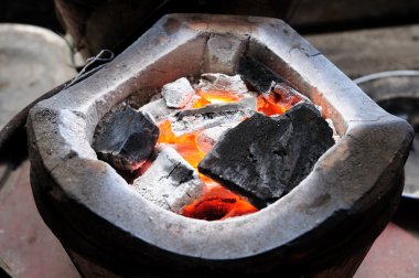 kömür-mangal charcoals ile ateş