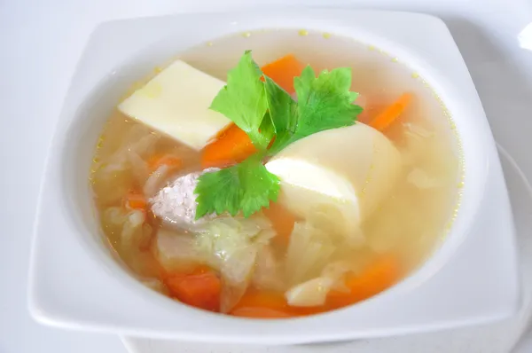 Soupes chinoises avec beaucoup de légumes — Photo