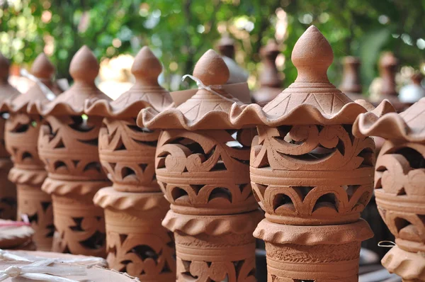 Many baked clay lamps arranging — Stock Photo, Image