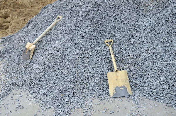 Spade and tools in construction area. — Stock Photo, Image
