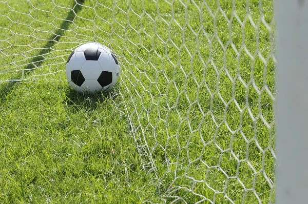 Classic ball pattern with football-net, GOAL. — Stock Photo, Image