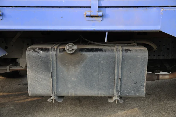 Black gasoline tank under truck — Stock Photo, Image