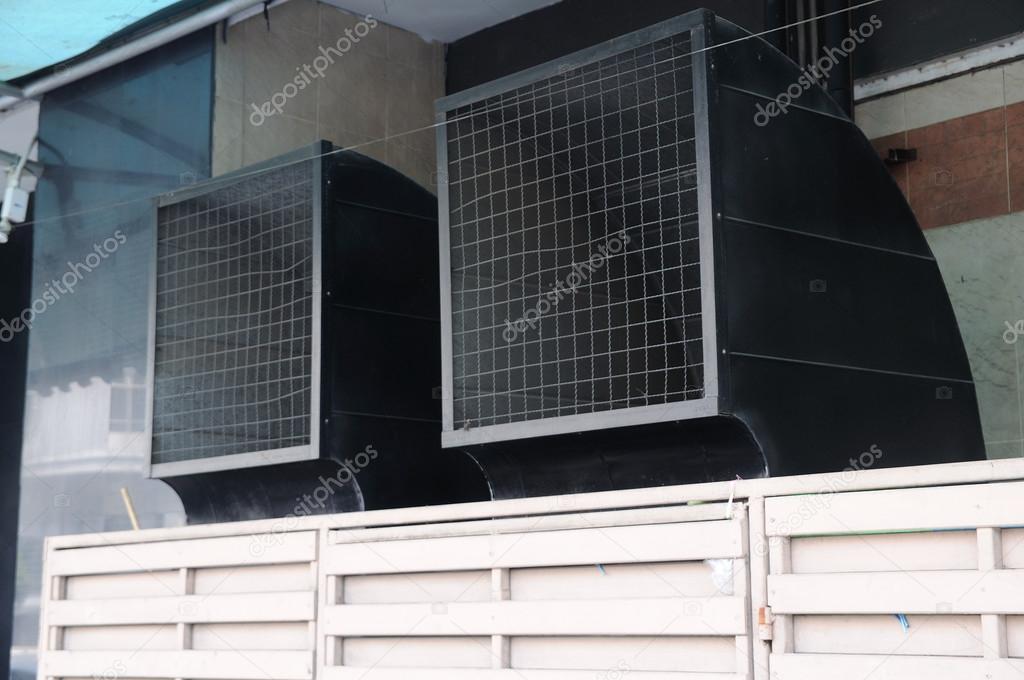 Twin square air-ventilation of building.