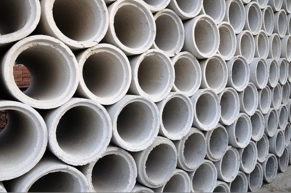 Concrete pipes stacking — Stock Photo, Image