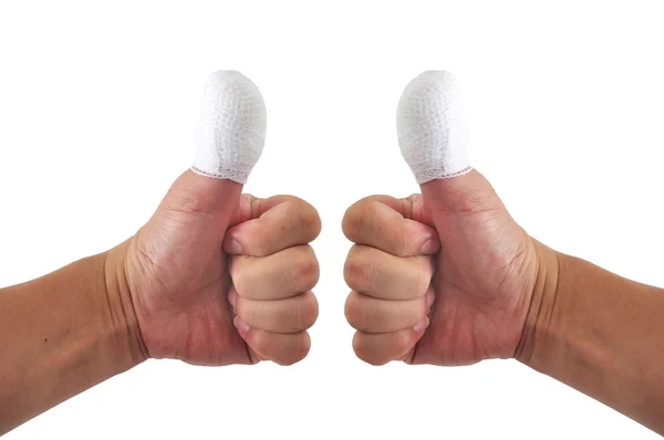 Man thumbs bandage — Stock Photo, Image