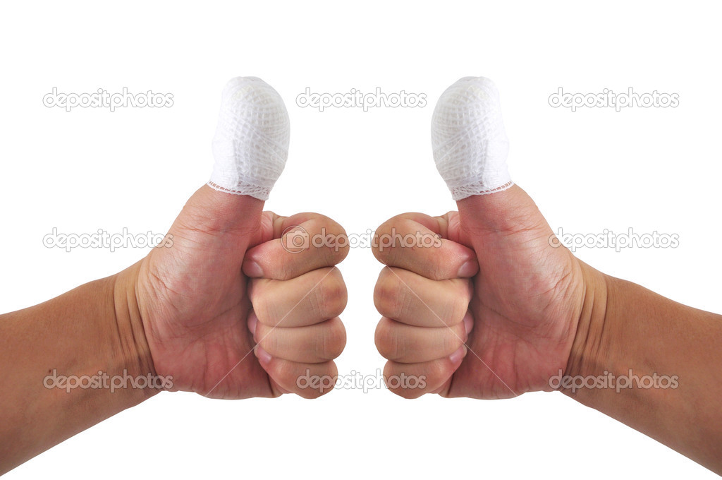 Man thumbs bandage