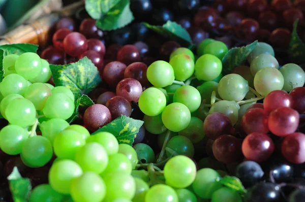 Cor uvas fruta, verde, vermelho e preto — Fotografia de Stock